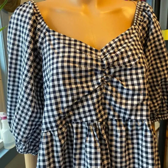 Terra&Sky Cotton Casual Boho summer Beach Gingham Top Blouse Women's Plus2X - Picture 5 of 7